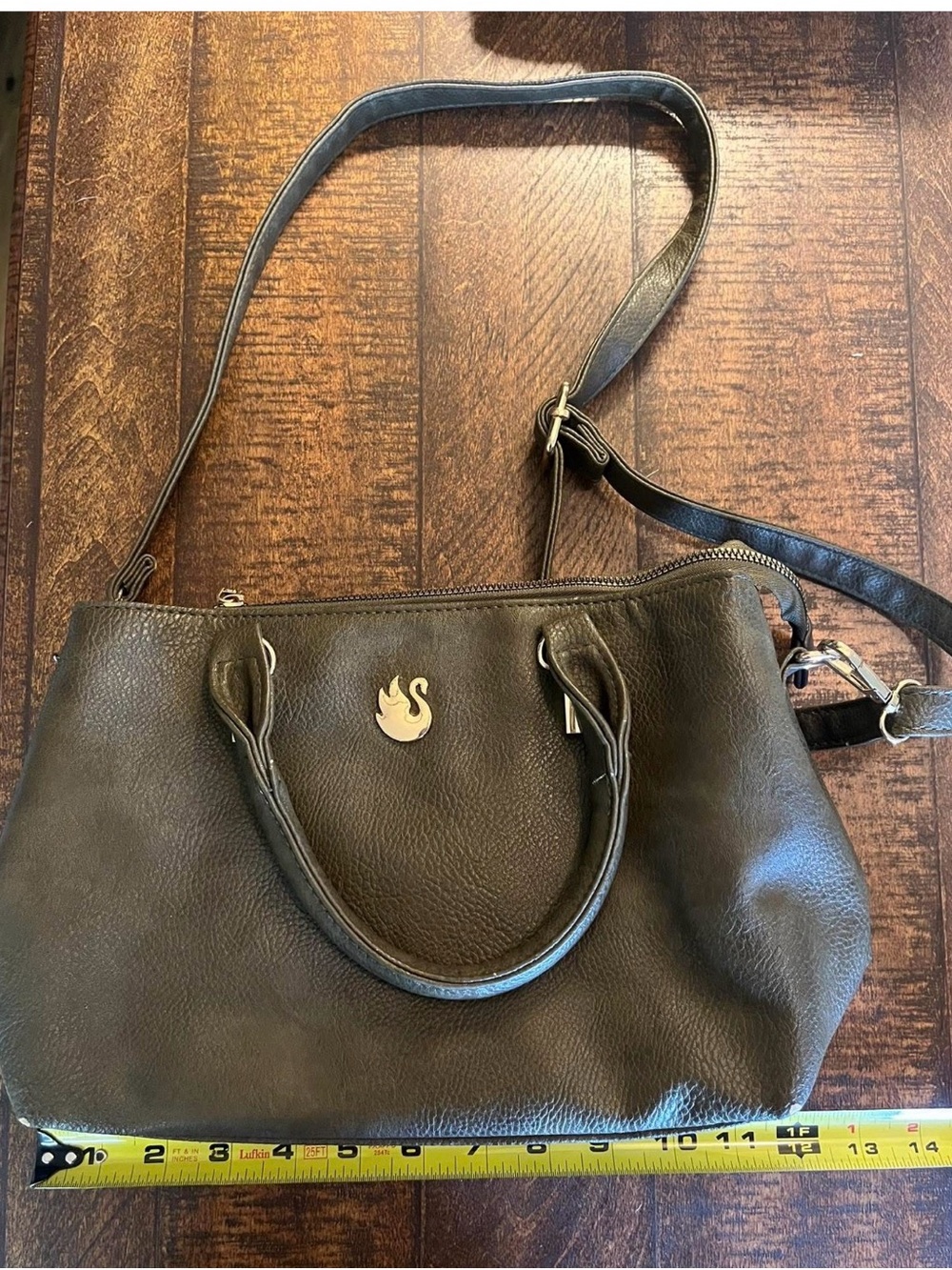 Olive faux Leather Crossbody Satchel  bag purse GLORIA VANDERBILT